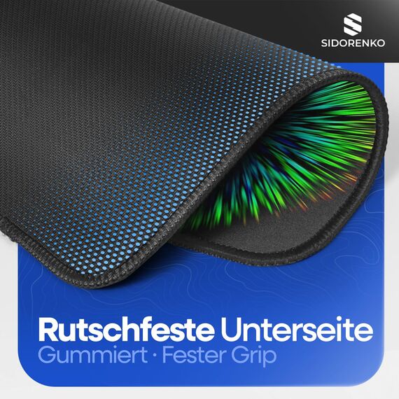 Sidorenko Gaming Mauspad - 280 x 200 mm - Mouse Pad mit Vernähte Kanten - Rutschfester Mousepad mit Einer speziellen Oberfläche verbessert Geschwindigkeit und Präzision - Maus Pad in schwarz