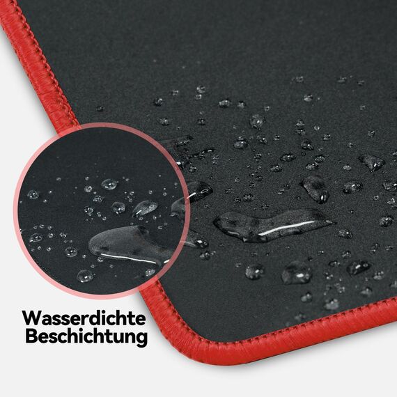 TECKNET Mauspad, 3 Pack Mousepad 270 x 210 mm, wasserdichte Gaming Mauspad Mausmatte mit vernähte Kanten, rutschfeste Gummiunterseite, Glatte Oberflächen, Geeignet für Computer, Laptop und PC (Rot)
