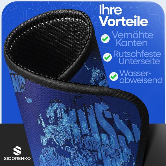 Sidorenko Gaming Mauspad - 280 x 200 mm - Mouse Pad mit Vernähte Kanten - Rutschfester Mousepad mit Einer speziellen Oberfläche verbessert Geschwindigkeit und Präzision - Maus Pad in blau