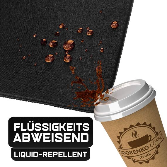 Sidorenko Gaming Mauspad XXL Schwarz - Großes Mousepad 350x260 mm - rutschfeste Schreibtischunterlage für Gaming und Büro - Fransenfreie Ränder - Präzises und langlebiges Large Mouse pad maxlvl
