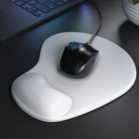Gel Mauspad ergonomische Handgelenkauflage - Office Komfort Mousepad - Handgelenkpolster Handauflage - Gelkissen Gelpolster - Maus und Tastatur - abwaschbar - für Computer Laptop Notebook - Weiss