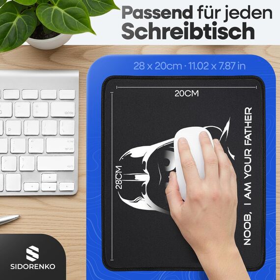 Sidorenko Gaming Mauspad - 280 x 200 mm - Mouse Pad mit Vernähte Kanten - Rutschfester Mousepad mit Einer speziellen Oberfläche verbessert Geschwindigkeit und Präzision - Maus Pad in schwarz