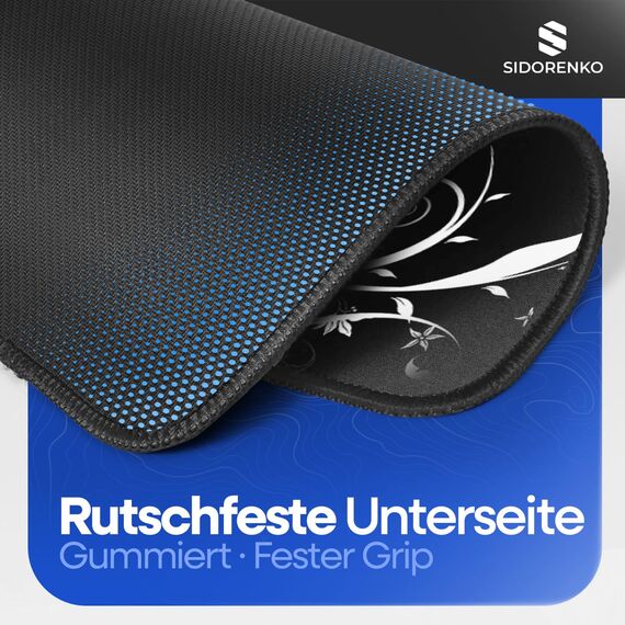 Sidorenko Gaming Mauspad - 280 x 200 mm - Mouse Pad mit Vernähte Kanten - Rutschfester Mousepad mit Einer speziellen Oberfläche verbessert Geschwindigkeit und Präzision - Maus Pad in schwarz