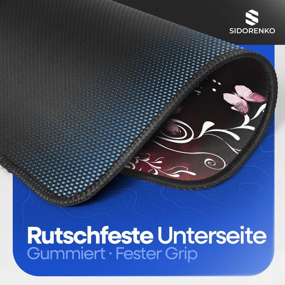 Sidorenko Gaming Mauspad - 280 x 200 mm - Mouse Pad mit Vernähte Kanten - Rutschfester Mousepad mit Einer speziellen Oberfläche verbessert Geschwindigkeit und Präzision - Maus Pad in rot