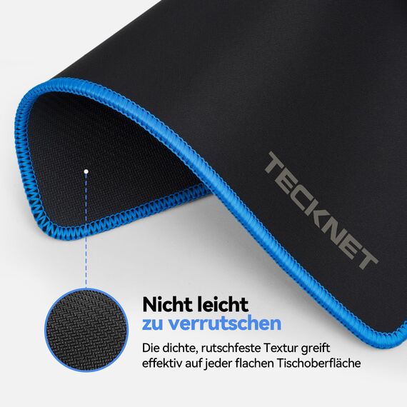 TECKNET Mauspad, 3 Pack Mousepad 270 x 210 mm, wasserdichte Gaming Mauspad Mausmatte mit vernähte Kanten, rutschfeste Gummiunterseite, Glatte Oberflächen, Geeignet für Computer, Laptop und PC