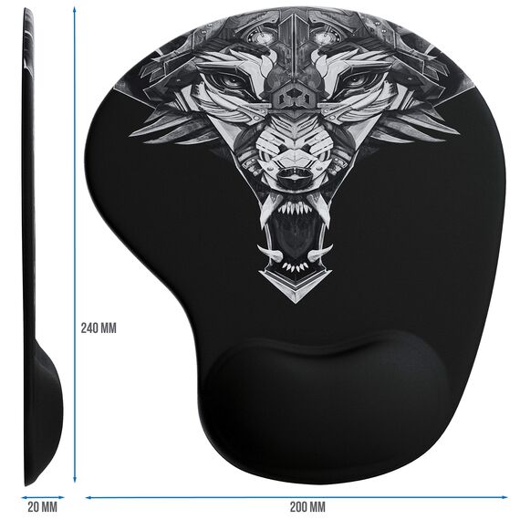 CSL - Mauspad mit Gelkissen - Titanwolf Gaming Handgelenkauflage - Mousepad - Gel Handballenauflage Handauflage Gelpolster ergonomisch - wasserabweisend und abwaschbar - schwarz