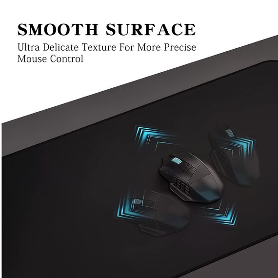 XXL Gaming Mauspad Groß Mousepad 800x300mm, Large Size Mauspad mit Verbessert Geschwindigkeit und Präzision Mausmat, Anti Rutsch, Wasserdicht Mousepad für Gaming Office Home - Schwarz