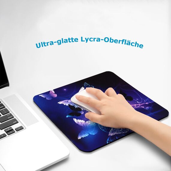 AOKSUNOVA Mauspad Schmetterling Mousepad mit Motiv Mauspad Frauen Lila 240 x 200 mm