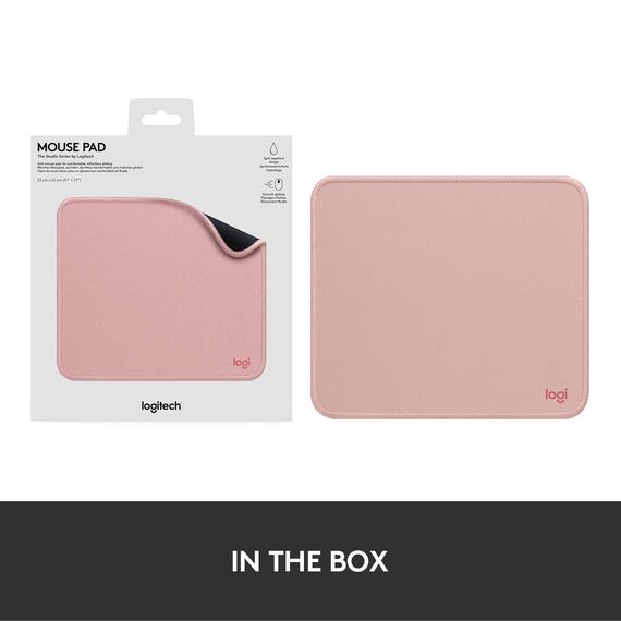 Logitech Mouse Pad - Studio Series, Computer-Mauspad mit Anti-Rutsch-Gummiboden, Leichtes Gleiten, Spritzwassergeschützt, Langlebige Materialien, Tragbar, Frisches, modernes Design - Rosa