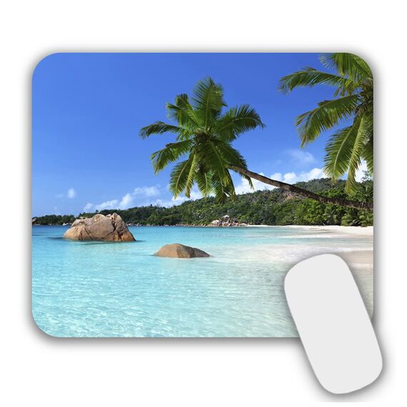 AOKSUNOVA Mauspad Klein Mousepad mit Motiv 240x200mm Standard-Größ Strand Bunt Mauspad