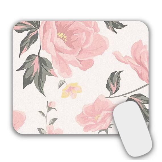 AOKSUNOVA Mauspad Mousepad Blumen Klein mit Motiv Mauspad Mädchen 24 x 20 cm Rosa