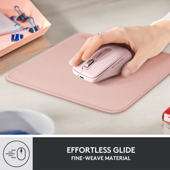Logitech Mouse Pad - Studio Series, Computer-Mauspad mit Anti-Rutsch-Gummiboden, Leichtes Gleiten, Spritzwassergeschützt, Langlebige Materialien, Tragbar, Frisches, modernes Design - Rosa