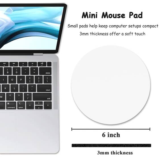 Dapesuom kleines Mauspad, 15.2 x 15.2 cm, mit Rutschfester Gummiunterseite, wasserdichtes Mini-Mauspad für Damen, Herren, kabellose Maus Laptops, Zuhause, Büro, Elfenbeinweiß