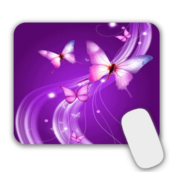 AOKSUNOVA Mauspad Mädchen 240 x 200 mm Mousepad mit Motiv Kleines Mauspad Schmetterling Lila