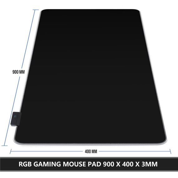 Gaming Mauspad RGB Mousepad 900x400mm XXL Extra Groß mit 14 Beleuchtungs Modi 7 LED Farben Wasserdicht Anti Rutsch für Computer PC Laptop Tastatur Professionelle Gamer, Schwarz