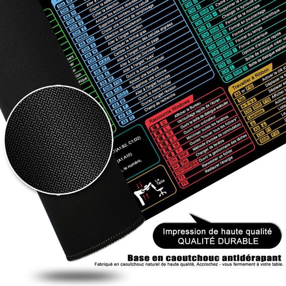 Excel Mauspad Französisch Schreibtischunterlage Gaming Mauspad Groß XL Desk Pad Bürozubehör Desk Mat Mousepad 80x30cm (Französisch)