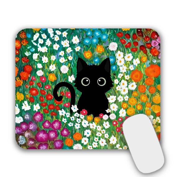 AOKSUNOVA Mauspad Katze Mousepad Klein Mauspad Blumen 24 x 20 cm Mousepad mit Motiv für Gaming Büro Office