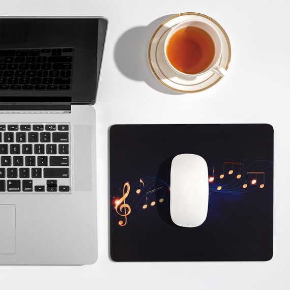 AOKSUNOVA Mauspad Klein mit Motiv Mousepad Musik Design 24 x 20 cm Navy Blau Mauspad Frauen