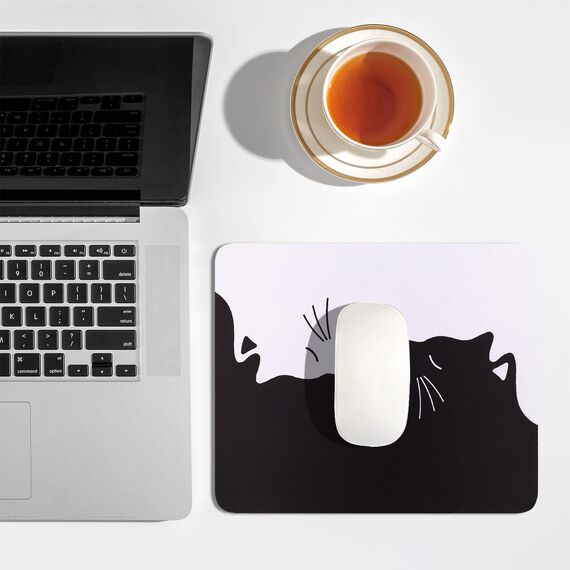 AOKSUNOVA Mauspad Klein Mauspad mit Motiv rutschfeste Mousepad Katze 24 x 20 cm Mausunterlage