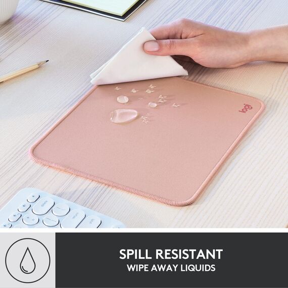 Logitech Mouse Pad - Studio Series, Computer-Mauspad mit Anti-Rutsch-Gummiboden, Leichtes Gleiten, Spritzwassergeschützt, Langlebige Materialien, Tragbar, Frisches, modernes Design - Rosa