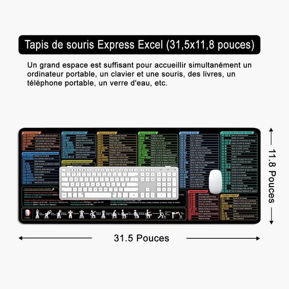 Excel Mauspad Französisch Schreibtischunterlage Gaming Mauspad Groß XL Desk Pad Bürozubehör Desk Mat Mousepad 80x30cm (Französisch)