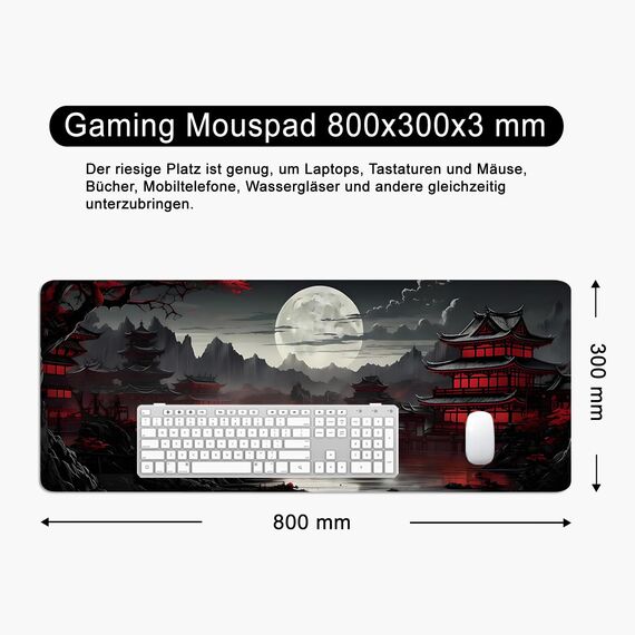 Japan Mauspad xl Gaming Mousepad Desk Pad Groß Desk Mat Japanisch Bürozubehör Anime Schreibtischunterlage 80x30cm (Japanischer Stil)