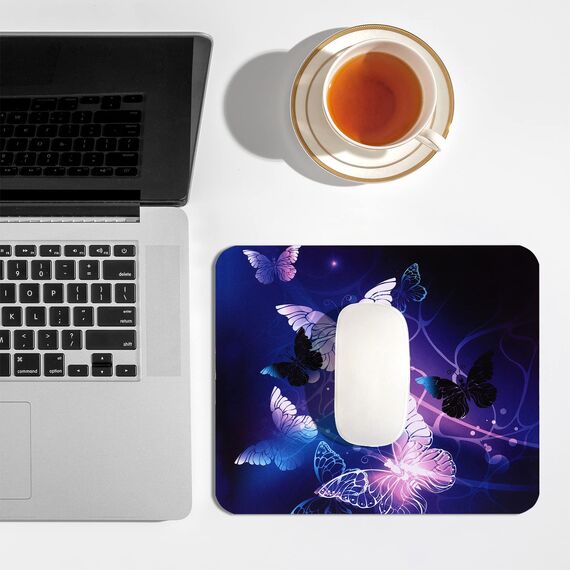 AOKSUNOVA Mauspad Schmetterling Mousepad mit Motiv Mauspad Frauen Lila 240 x 200 mm