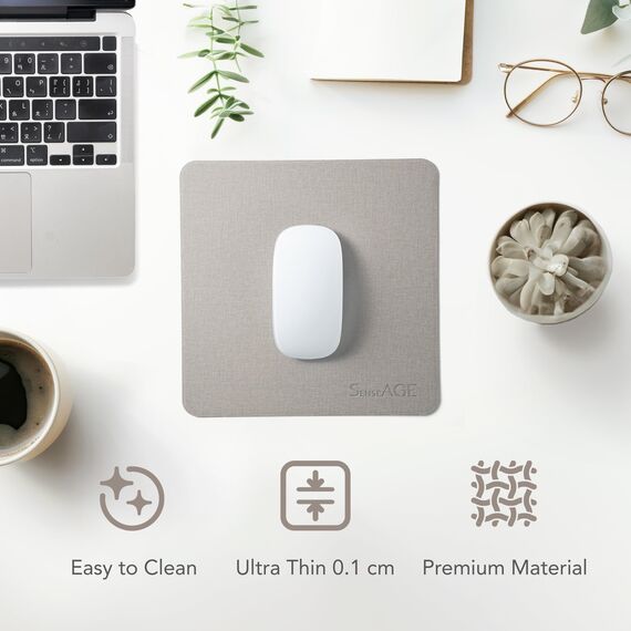 SenseAGE klein Mauspad 22x22cm | 0.2cm Ultradünnes Mousepad | Unterlage für Laser-/Kabel/Kabellos Maus | klein Mouse Mat ideal für Büro und Homeoffice | Slim Mausmatte (Dunkelblau (mit Logo))