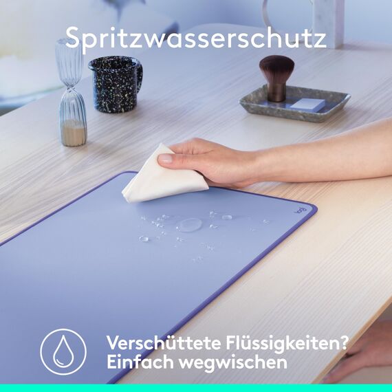 Logitech Desk Mat - Studio Series, multifunktionale große Unterlage, erweiterte Mausmatte, Anti-Rutsch-Gummiboden, spritzwassergeschützt, langlebig - Lila