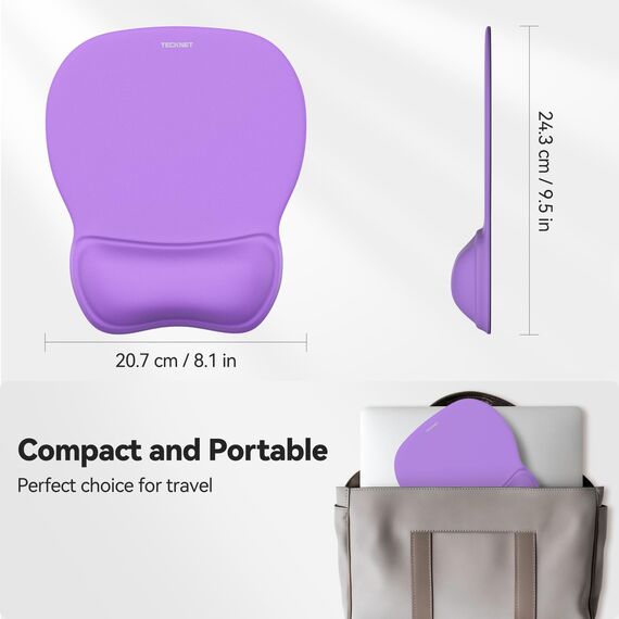 TECKNET Mauspad mit Gel-Handauflage, Ergonomisches Mousepad mit Glatter Handgelenkstütze zur Schmerzlinderung, rutschfeste PU-Basis, Komfort Mauspad für Computer, Laptop, Büro und Gaming