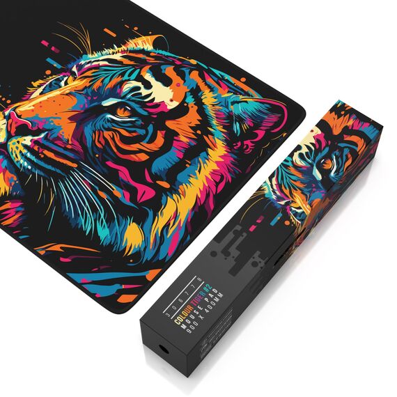 TITANWOLF - XXL Speed Gaming Mauspad 900 x 400mm - XXL Mousepad - Tischunterlage Large Size - verbessert Präzision und Geschwindigkeit - Colour Tiger 2