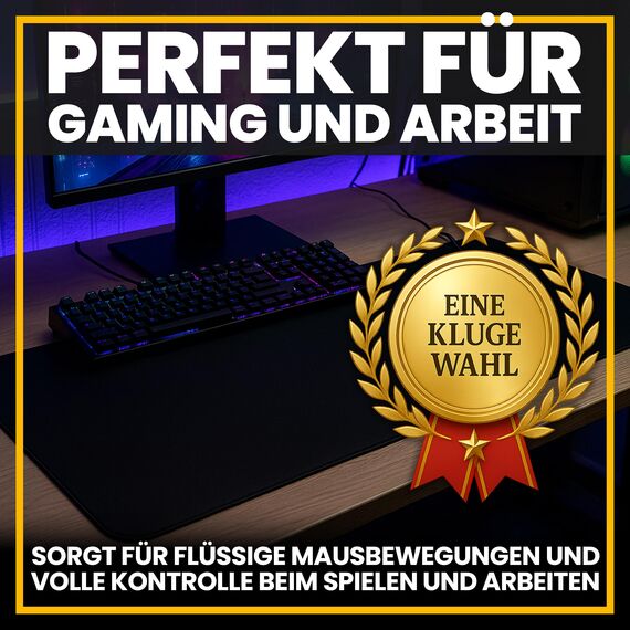 Retoo XXL Mauspad Gaming Groß 100 x 50, Rutschfest, Schreibtischunterlage, Tischunterlage Large Size, Verbessert Präzision und Geschwindigkeit, spezielle Oberfläche, Mousepad Schwarz
