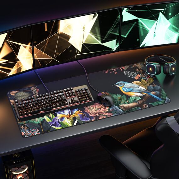 TITANWOLF - XXL Speed Gaming Mauspad 900 x 400mm - XXL Mousepad - Tischunterlage Large Size - verbessert Präzision und Geschwindigkeit - Modern Floral