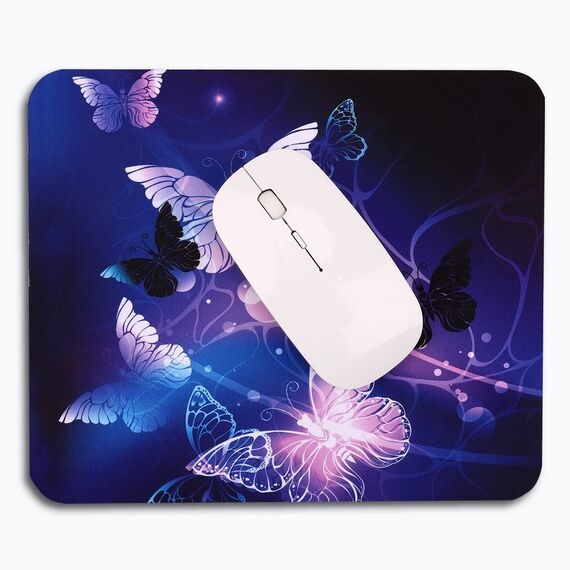 AOKSUNOVA Mauspad Schmetterling Mousepad mit Motiv Mauspad Frauen Lila 240 x 200 mm