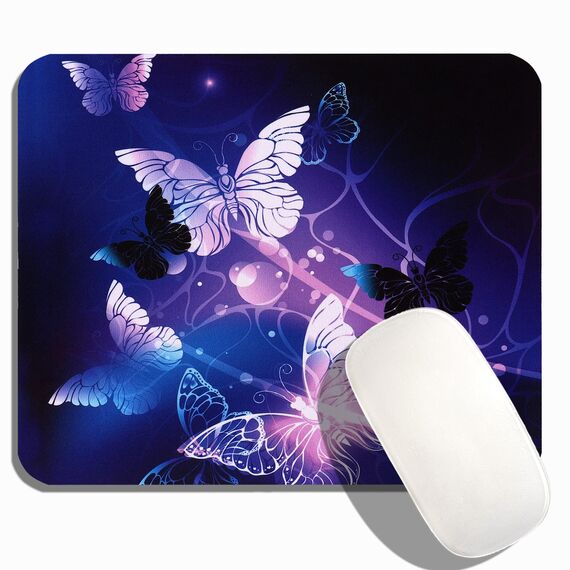 AOKSUNOVA Mauspad Schmetterling Mousepad mit Motiv Mauspad Frauen Lila 240 x 200 mm