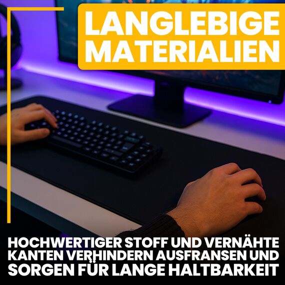 Retoo XXL Mauspad Gaming Groß 100 x 50, Rutschfest, Schreibtischunterlage, Tischunterlage Large Size, Verbessert Präzision und Geschwindigkeit, spezielle Oberfläche, Mousepad Schwarz