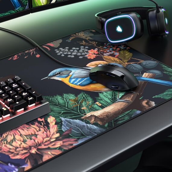 TITANWOLF - XXL Speed Gaming Mauspad 900 x 400mm - XXL Mousepad - Tischunterlage Large Size - verbessert Präzision und Geschwindigkeit - Modern Floral