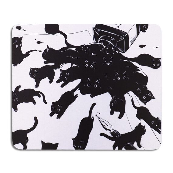 AOKSUNOVA Mauspad Klein Design Mauspad mit Motiv Office Mousepad Katze Mausunterlage 24 x 20 cm