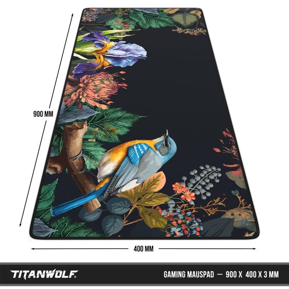 TITANWOLF - XXL Speed Gaming Mauspad 900 x 400mm - XXL Mousepad - Tischunterlage Large Size - verbessert Präzision und Geschwindigkeit - Modern Floral