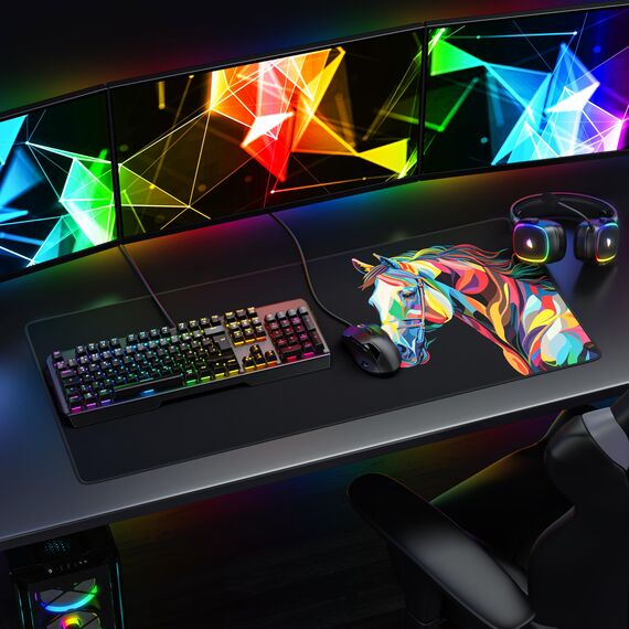 TITANWOLF - XXL Speed Gaming Mauspad 900 x 400mm - XXL Mousepad - Tischunterlage Large Size - verbessert Präzision und Geschwindigkeit - Colour Horse