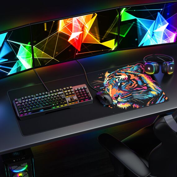 TITANWOLF - XXL Speed Gaming Mauspad 900 x 400mm - XXL Mousepad - Tischunterlage Large Size - verbessert Präzision und Geschwindigkeit - Colour Tiger 2