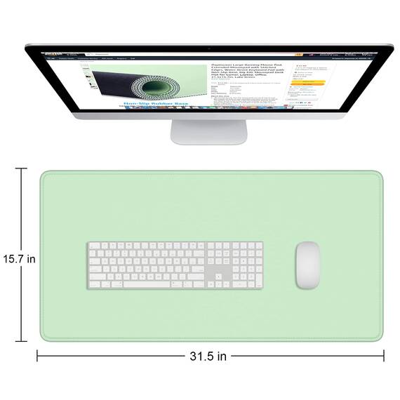 Dapesuom Großes Gaming-Mauspad, erweitertes Schreibtischmatte mit genähten Kanten, wasserabweisendes Tastaturpad mit Rutschfester Unterseite, großes XXL-Mauspad für Gamer, Büro, 80 x 40 cm, Seegrün