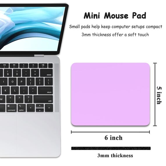 Dapesuom kleines Mauspad, 15,2 x 12,7 cm, mit Rutschfester Gummiunterseite, wasserdichtes Mini-Mauspad für Damen, Herren, kabellose Maus Laptops, Zuhause, Reisen, Vanilleviolett