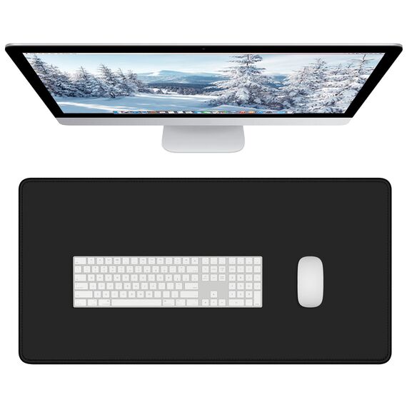 Dapesuom Großes Gaming-Mauspad, erweitertes Schreibtischmatte mit genähten Kanten, wasserabweisendes Tastaturpad mit Rutschfester Unterseite, großes XXL-Mauspad für Gamer, 80 x 40 cm, Tiefschwarz