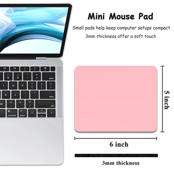 Dapesuom kleines Mauspad, 15,2 x 12,7 cm, mit Rutschfester Gummiunterseite, wasserdichtes Mini-Mauspad für Damen, Herren, kabellose Maus Laptops, Zuhause, Büro, Reisen, Rosa