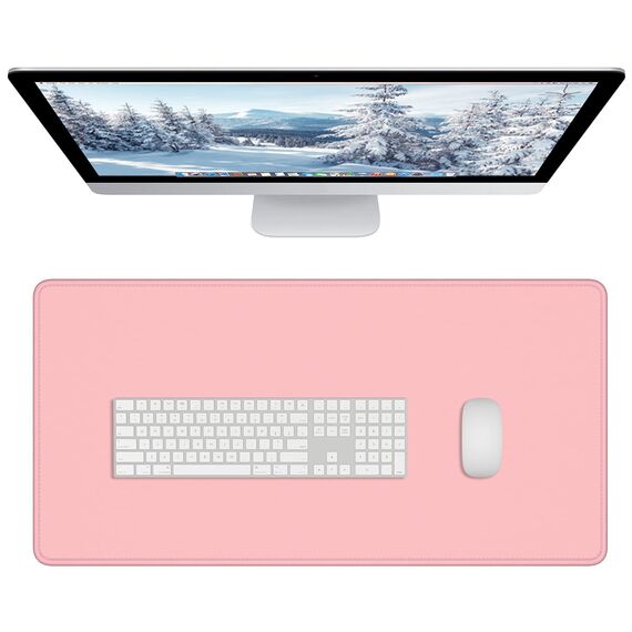 Dapesuom Großes Gaming-Mauspad, erweitertes Schreibtischmatte mit genähten Kanten, wasserabweisendes Tastaturpad mit Rutschfester Unterseite, großes XXL-Mauspad für Gamer, 80 x 40 cm, Hellrosa