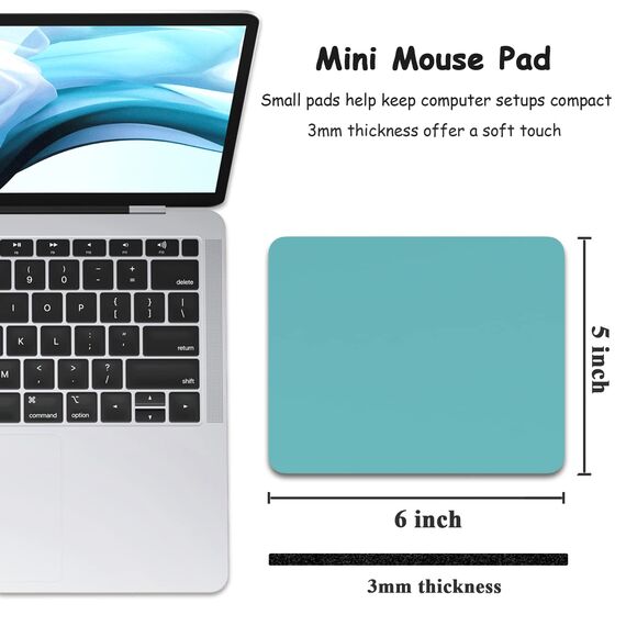 Dapesuom kleines Mauspad, 15,2 x 12,7 cm, mit Rutschfester Gummiunterseite, wasserdichtes Mini-Mauspad für Damen, Herren, kabellose Maus Laptops, Zuhause, Büro, Reisen, Malachitgrün