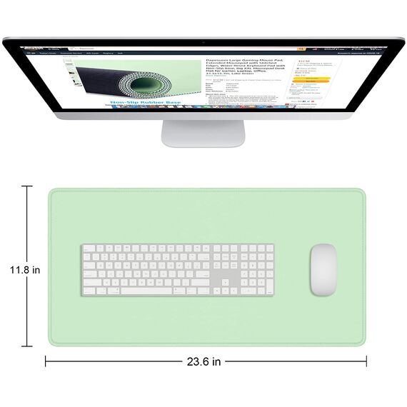 Dapesuom Großes Mauspad, erweitertes Gaming-Mauspad mit genähten Kanten, wasserdichte Schreibtischunterlagen mit Rutschfester Unterseite, großes Mauspad für Laptop, Büro, 60 x 30 cm, Seegrün