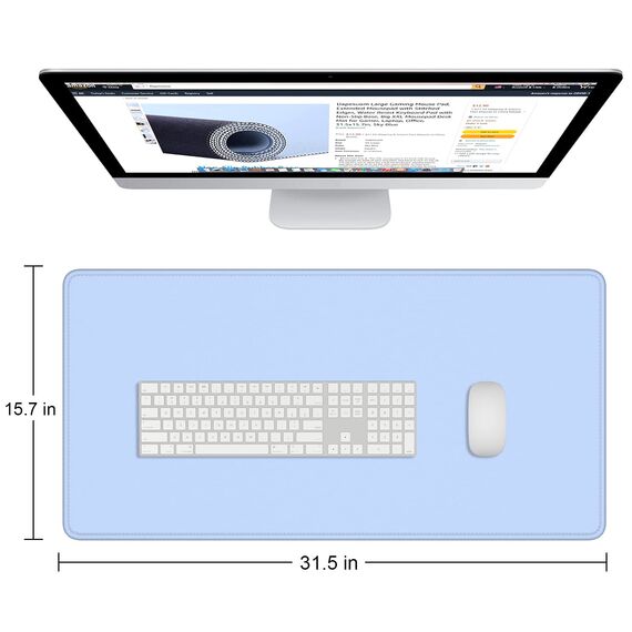 Dapesuom Großes Gaming-Mauspad, erweitertes Schreibtischmatte mit genähten Kanten, wasserabweisendes Tastaturpad mit Rutschfester Unterseite, großes XXL-Mauspad für Gamer, 80 x 40 cm, Himmelblau