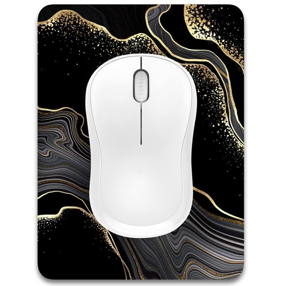 Dapesuom kleines Mauspad, 15,2 x 20,3 cm, mit Rutschfester Gummiunterseite, wasserdichtes Mini-Mauspad für Damen, Herren, kabellose Maus Laptops, Reisen, Zuhause, Schwarzer Marmor